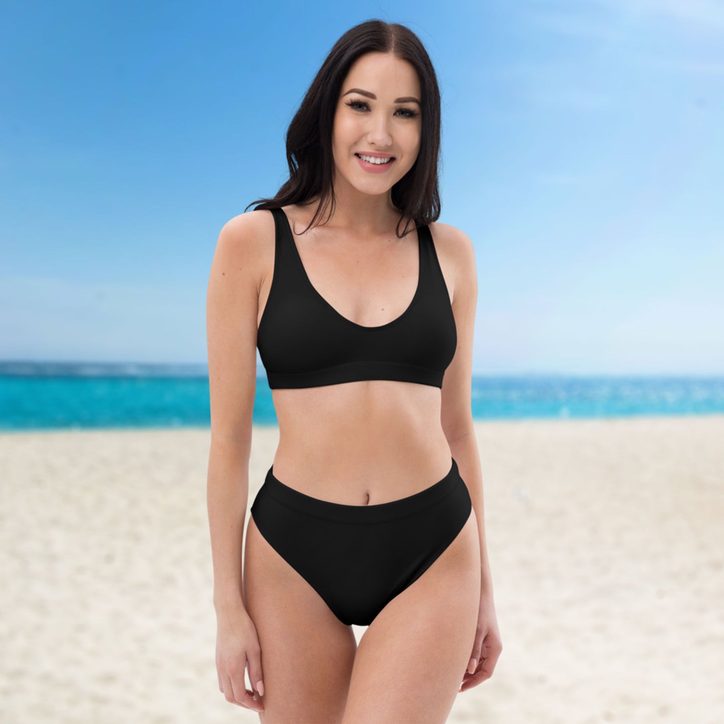 Black rPET high-waisted bikini set