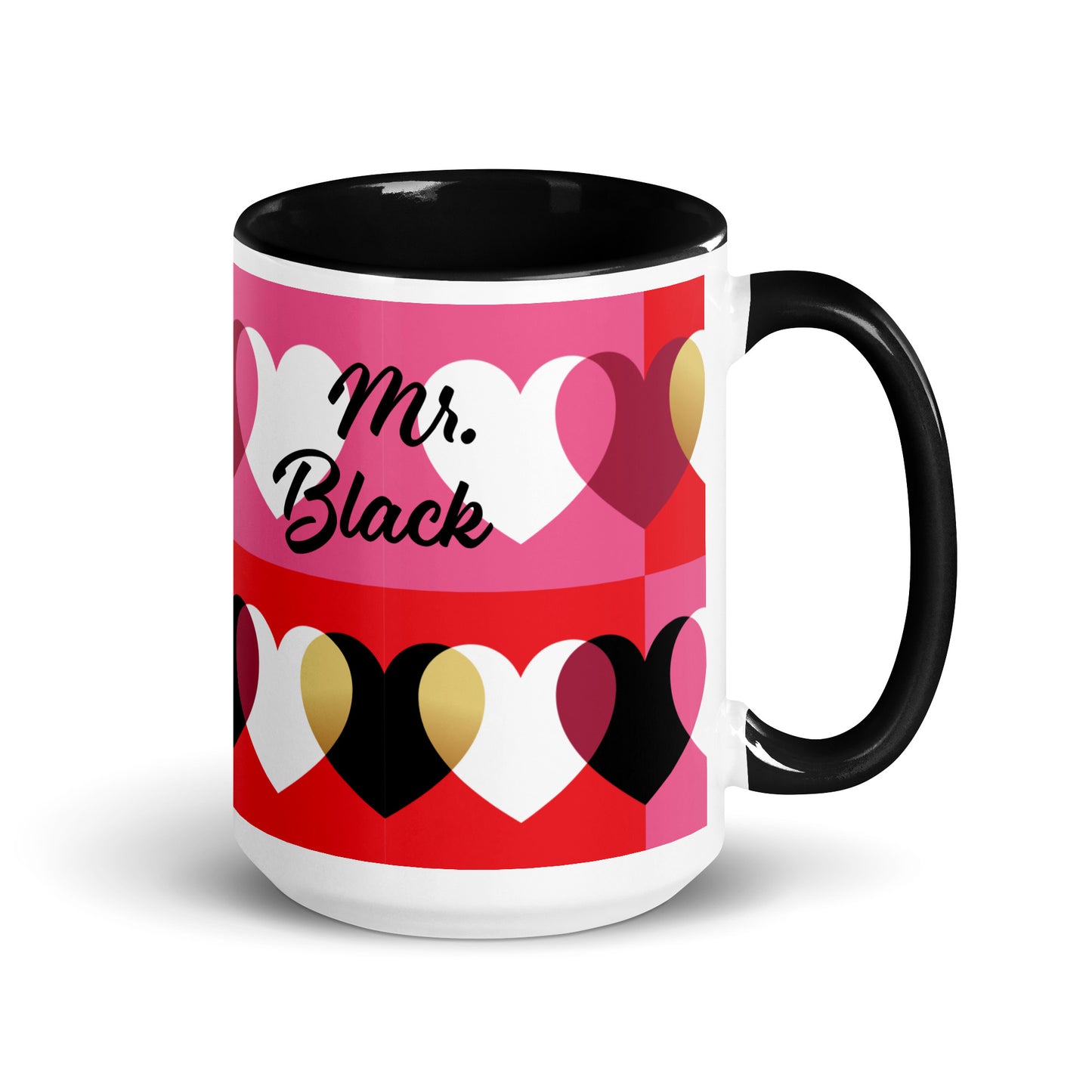 Conjunto de 2 canecas para o amor, preto e vermelho, Sr. e Sra., personalizadas