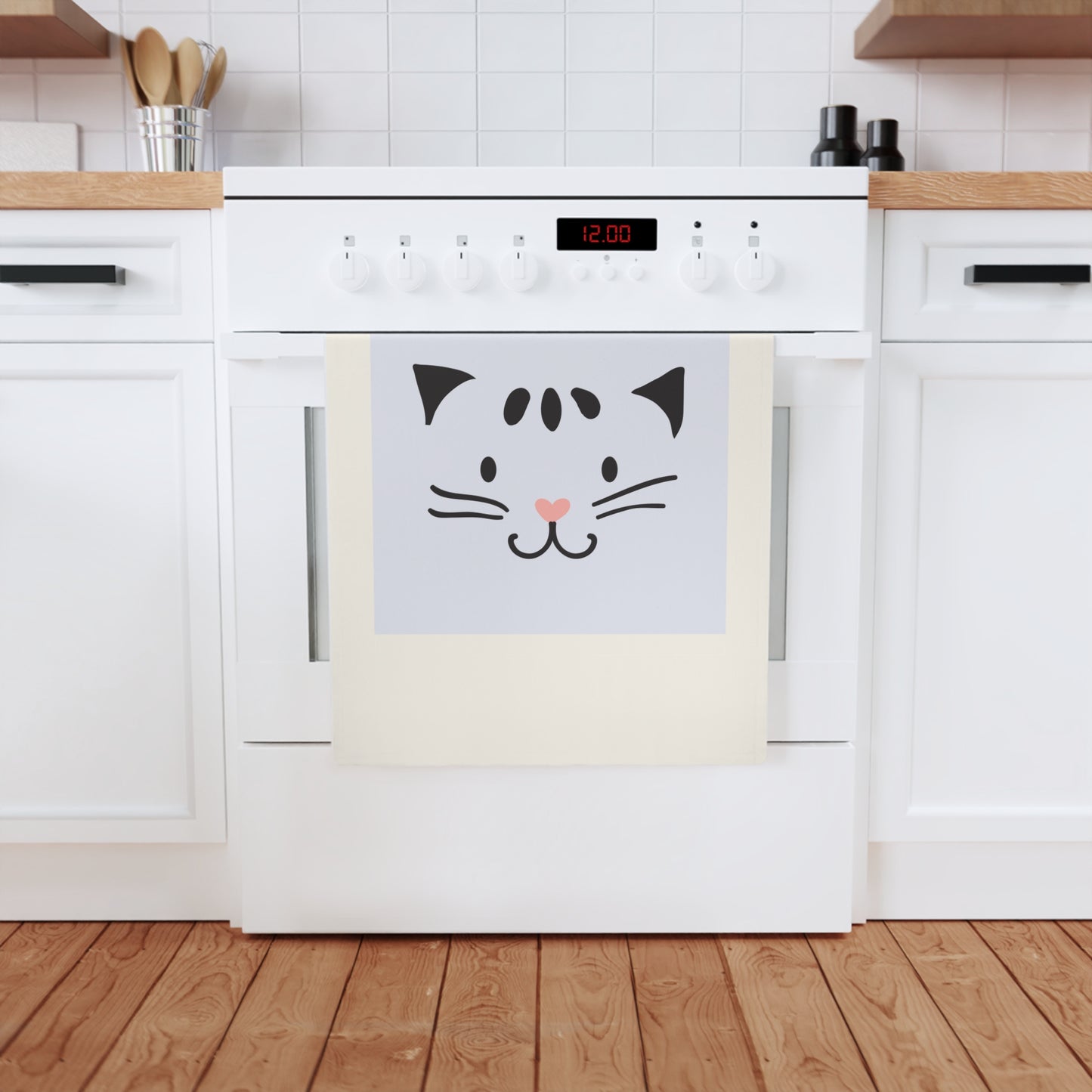Geschirrtuch aus Bio-Baumwolle mit Kätzchen, 50 x 70 cm, umweltfreundliches Küchentuch, Badezimmerhandtuch