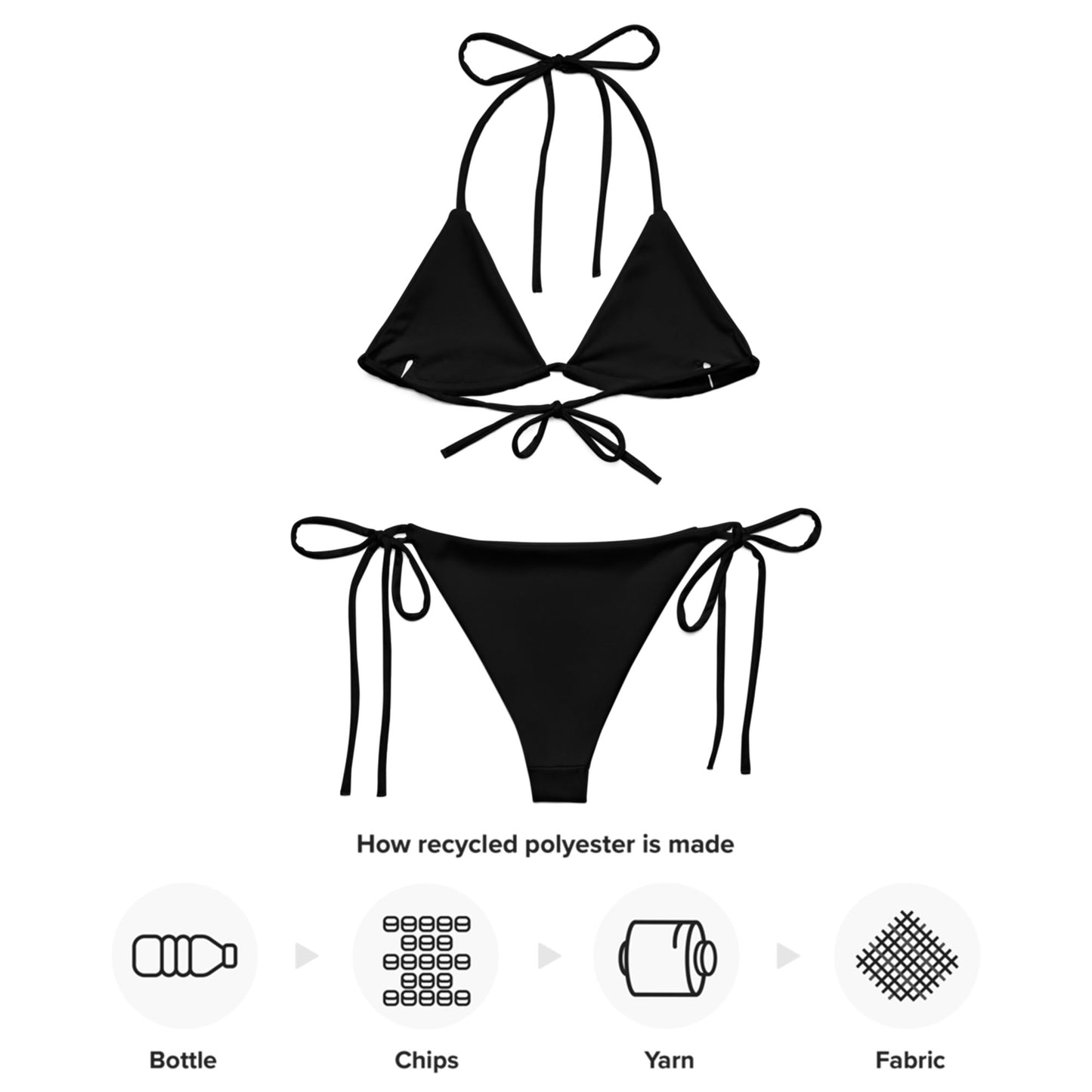 Black Recycled string bikini set eco-friendly triangle bikini