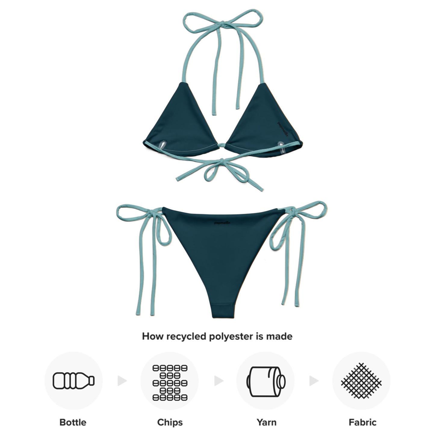 Bikini triangle eco-responsable turquoise opale string recyclé