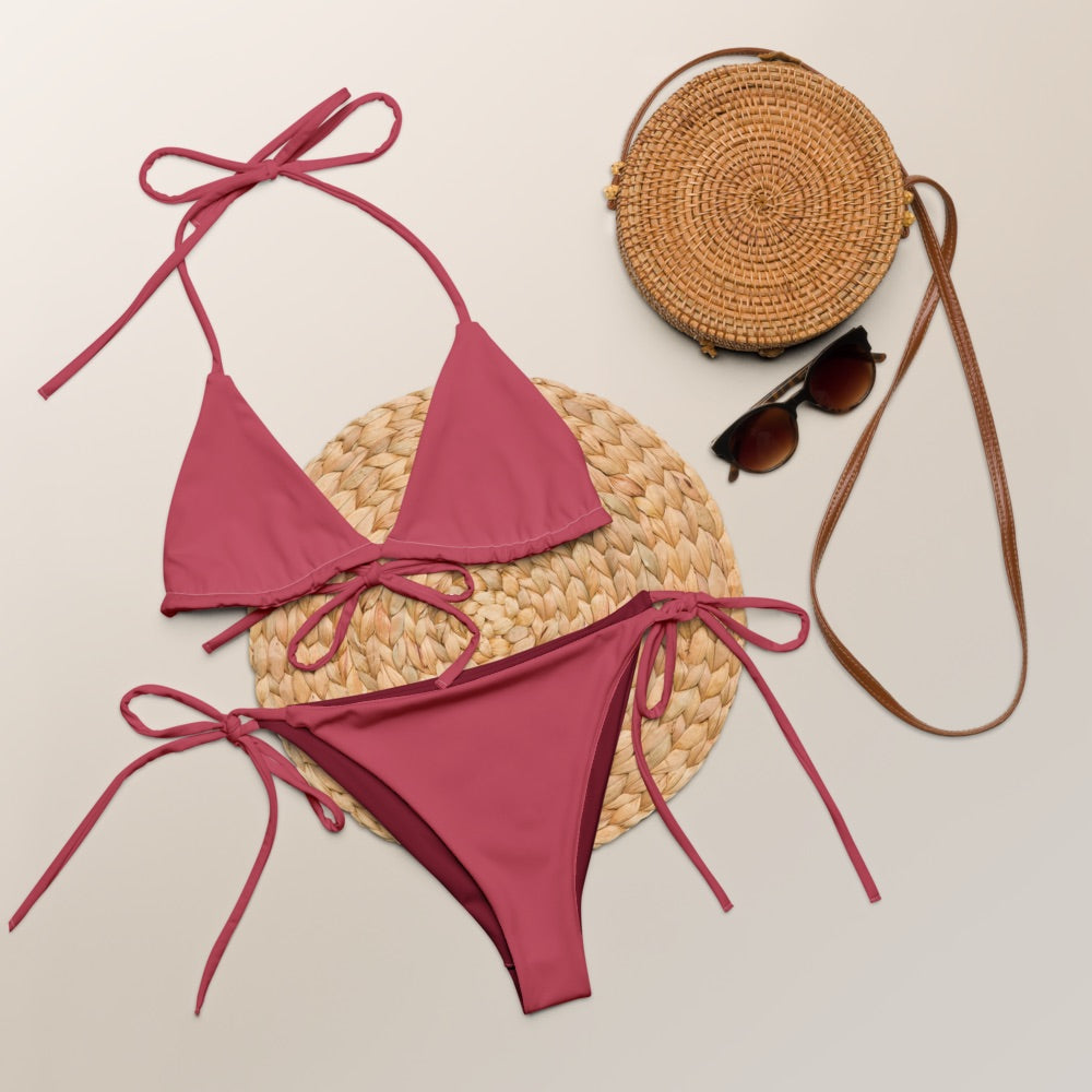 Red rose pink Recycled string bikini set