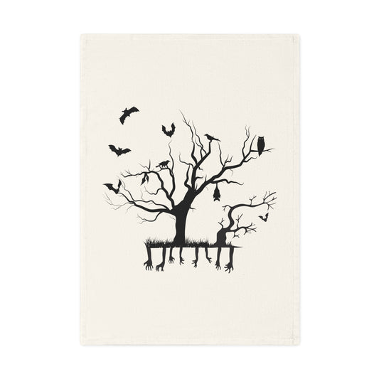 Effrayant branches d’arbres d’Halloween chauves-souris oiseaux Torchon en coton biologique, 50 x 70 cm, torchon de cuisine écologique, torchon de salle de bain
