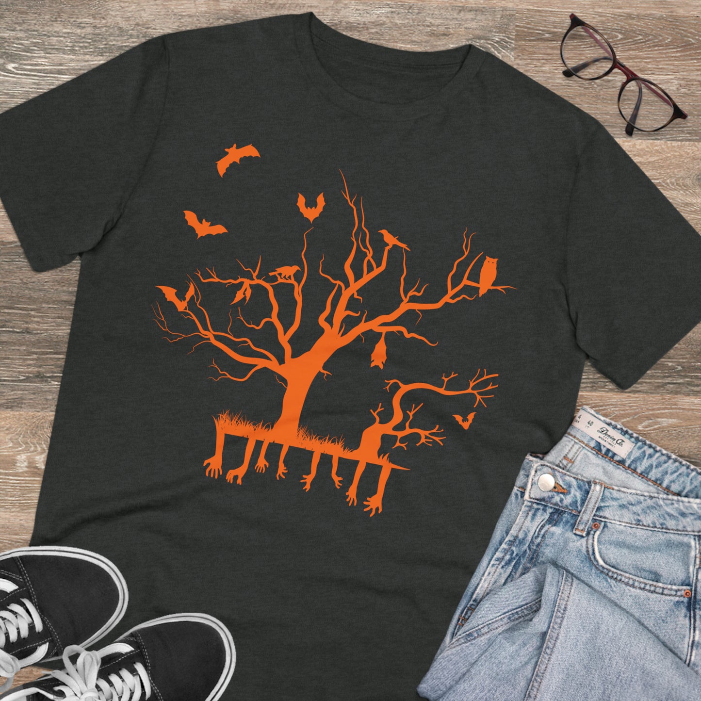 T-shirt Créateur Organique Orange Branche d'Halloween - Unisexe