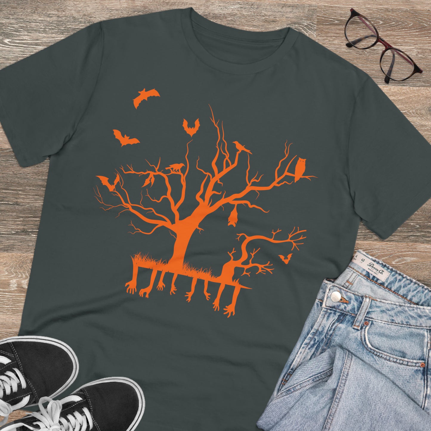 T-shirt Créateur Organique Orange Branche d'Halloween - Unisexe