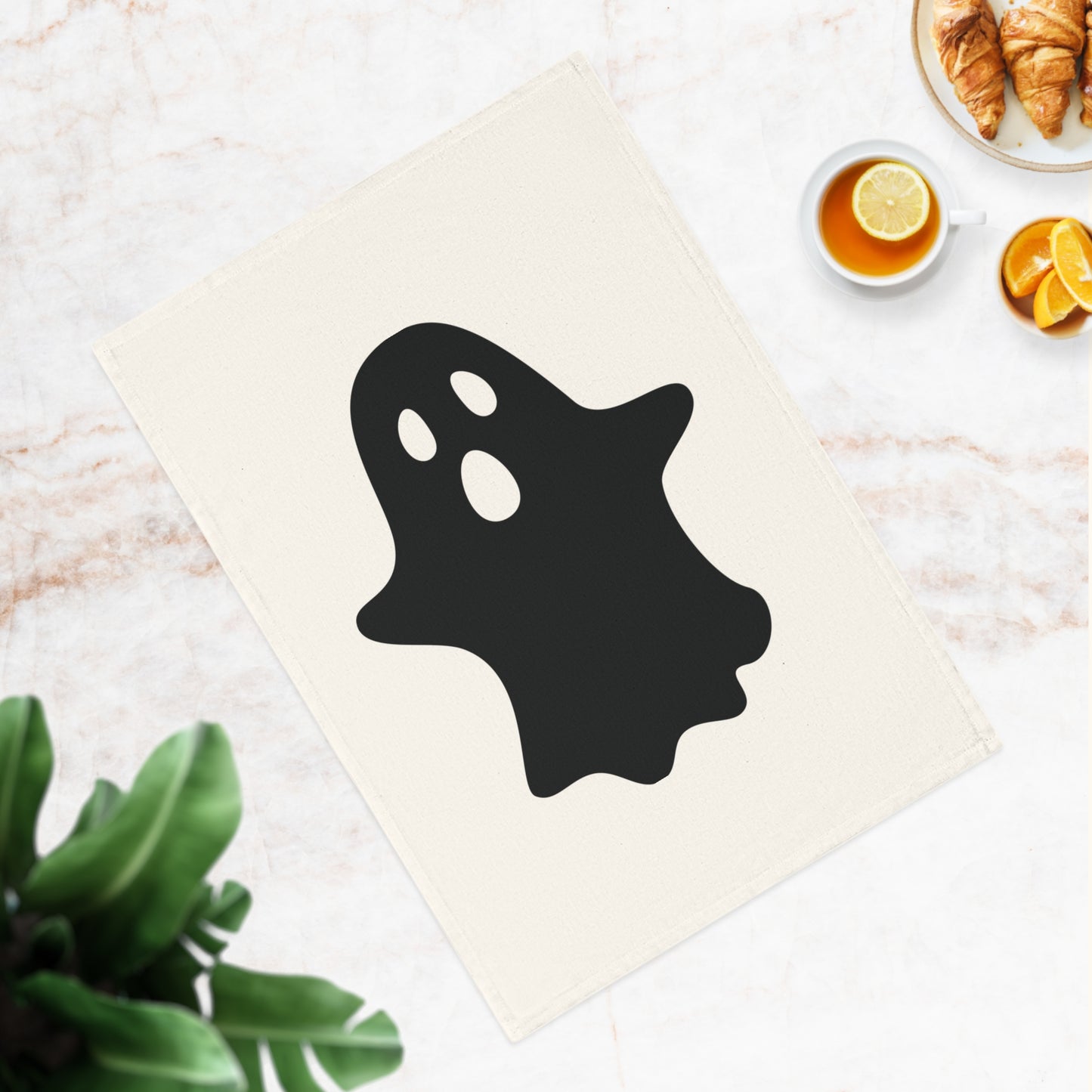 Ghost Scary Halloween Torchon en coton biologique, 50 x 70 cm, torchon de cuisine écologique, torchon de salle de bain