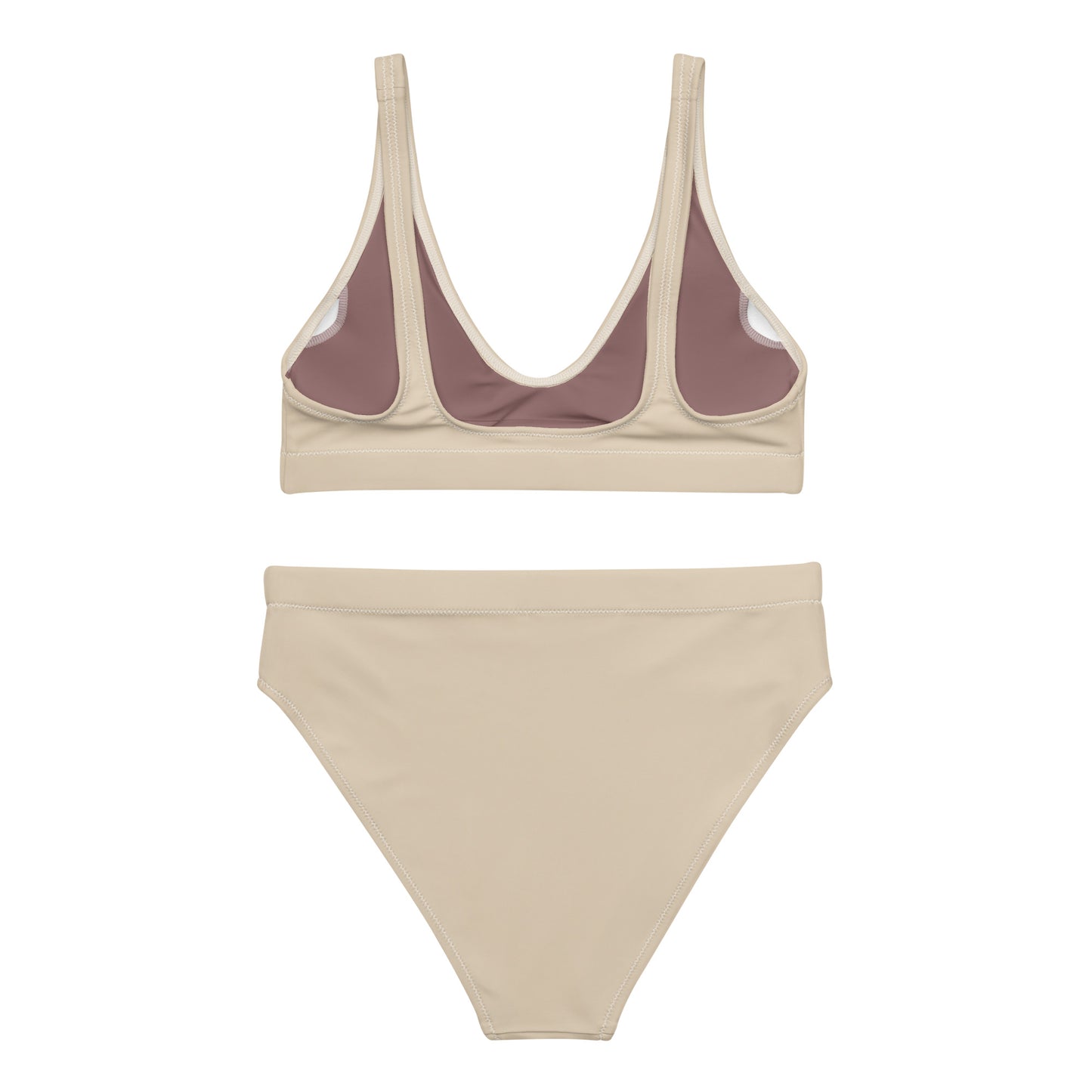 Almond creme, beige Recycled high-waisted bikini set