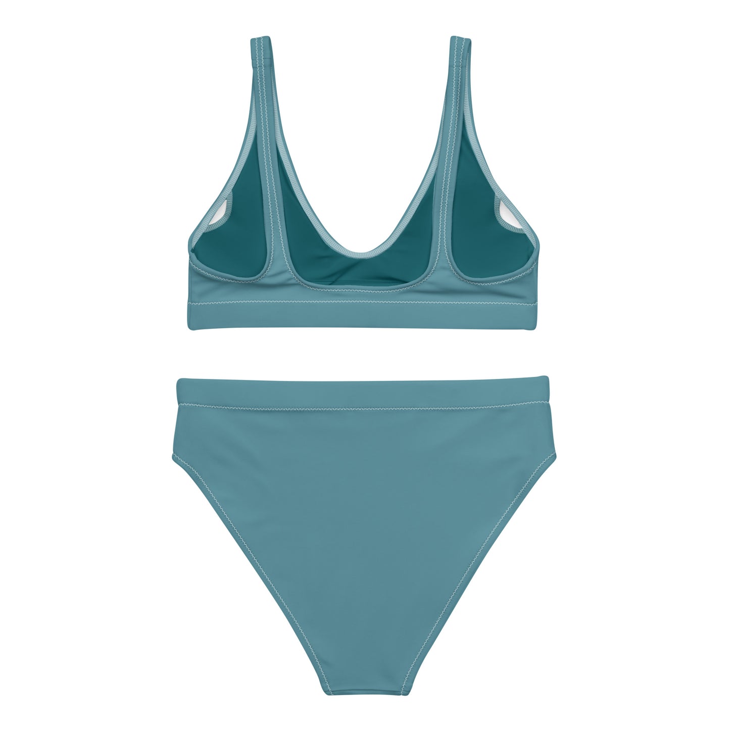 Maillot de bain taille haute recyclé bleu munsel turquoise