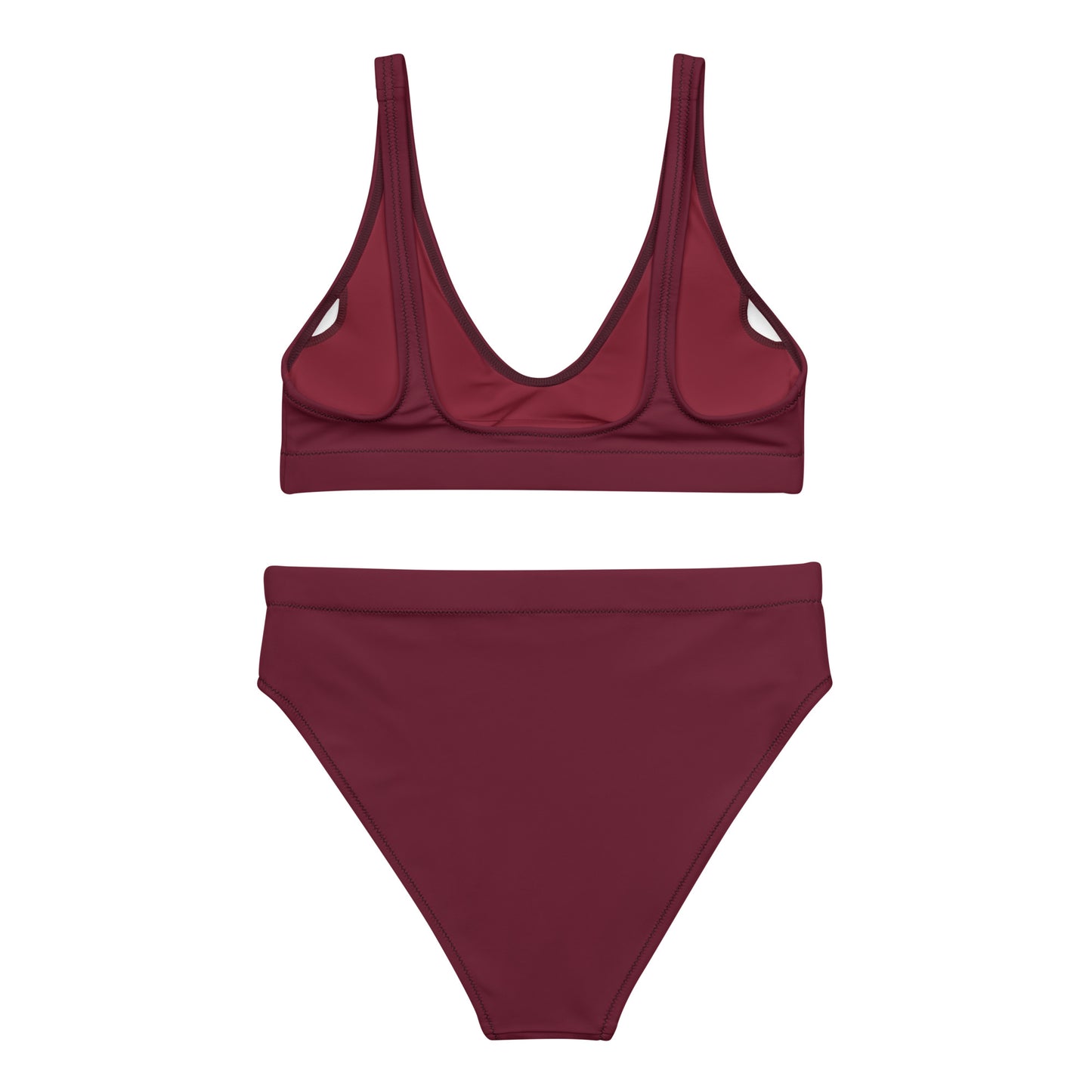 Rouge rubis bordeaux foncé Ensemble de bikini taille haute recyclé