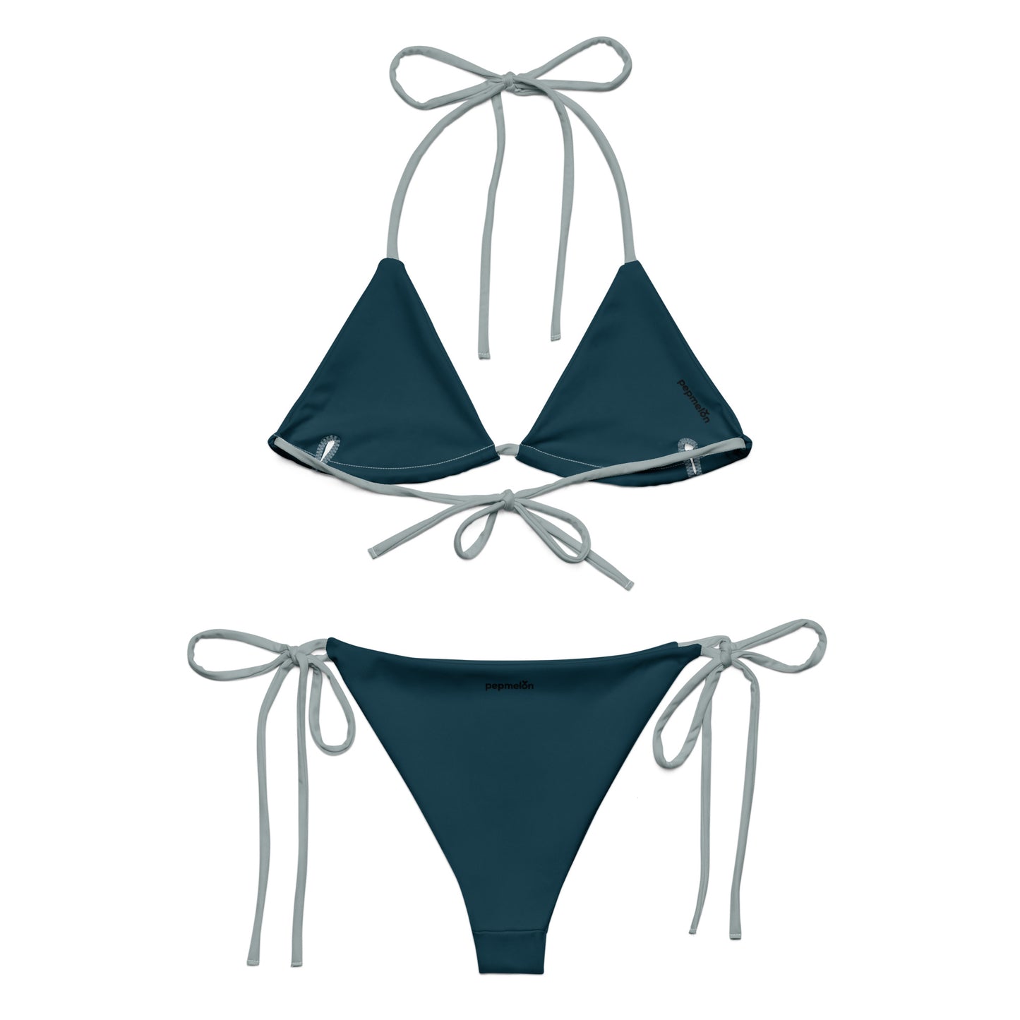 Ash gray Recycled string bikini set eco-friendly triangle bikini double-layered UPF 50+ eco-friendly bikini