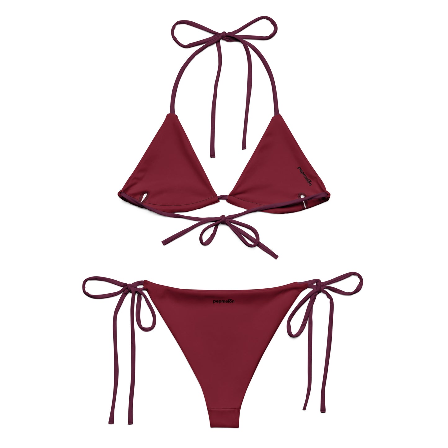 Dunkelviolettes, recyceltes Triangel-Bikini-Set