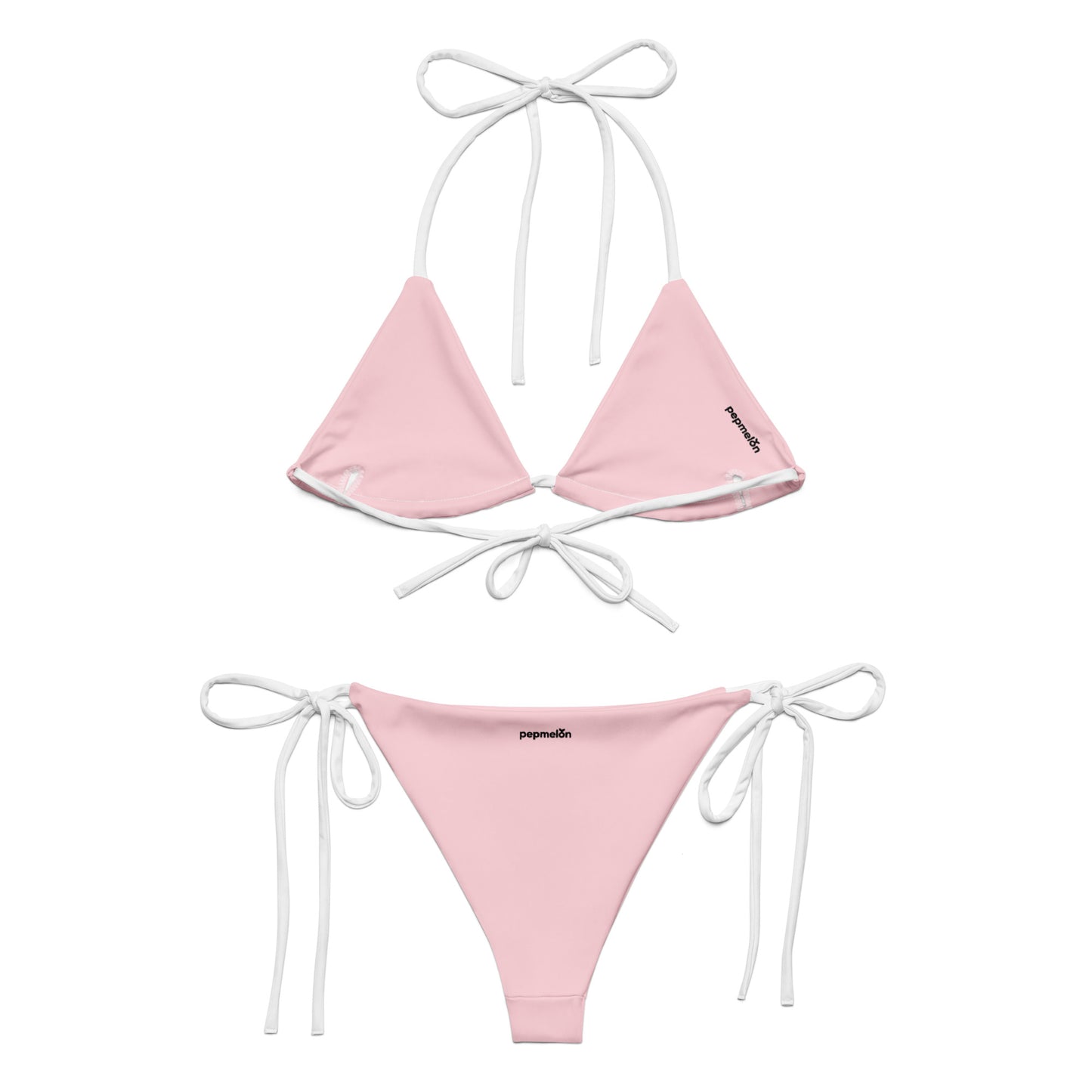 White-pink Recycled string bikini set