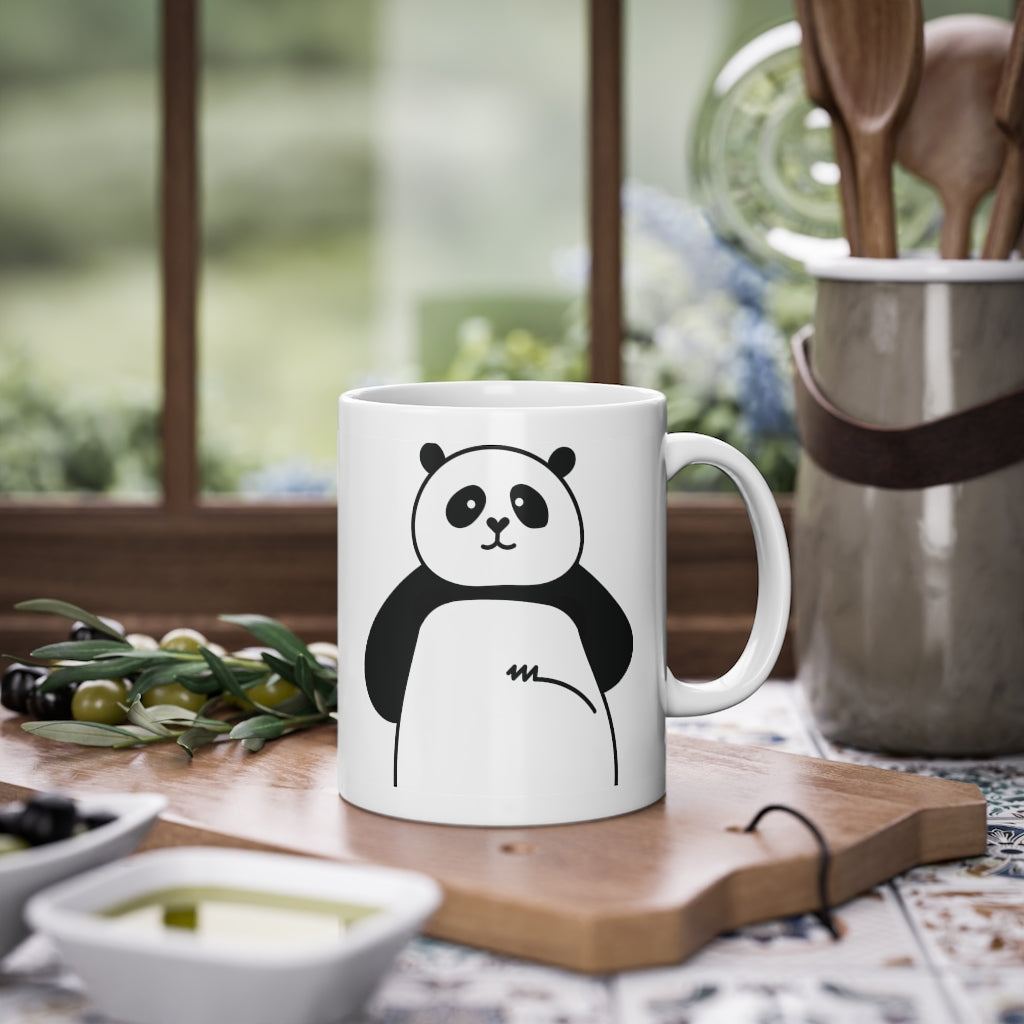 Roztomilý hrnek Panda vtipný hrnek s medvídkem, bílý, 325 ml / 11 oz Hrnek na kávu, hrnek na čaj pro děti