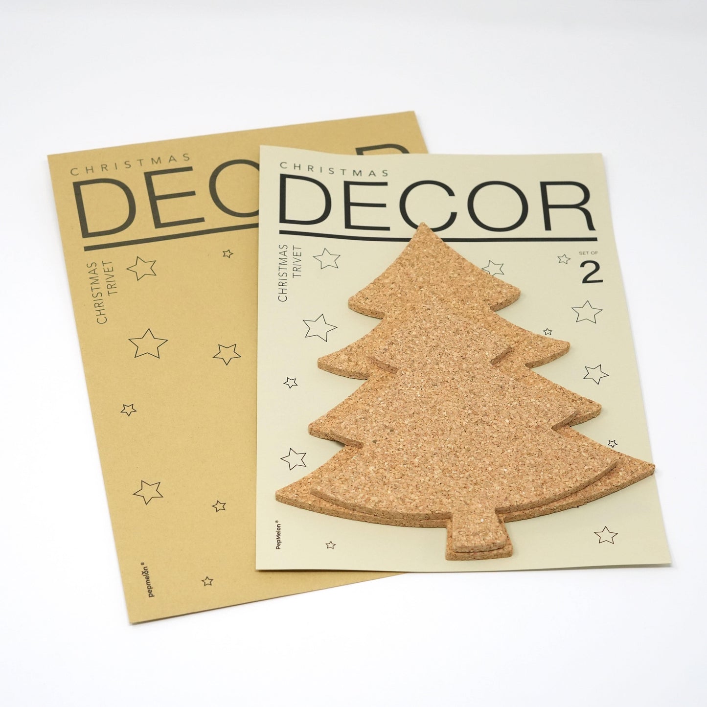Christmas Tree - Cork Trivet Coaster Wall Decor Set of 2 - PepMelon
